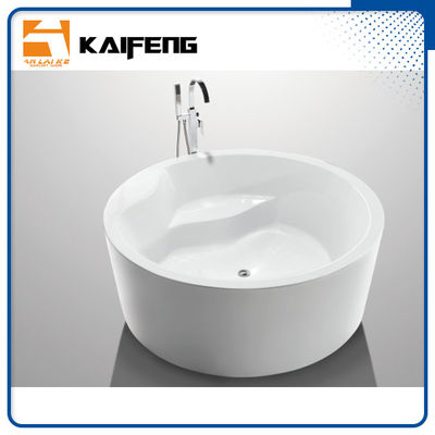 Baquet de trempage rond acrylique de baignoire libre ronde blanche avec le drain central