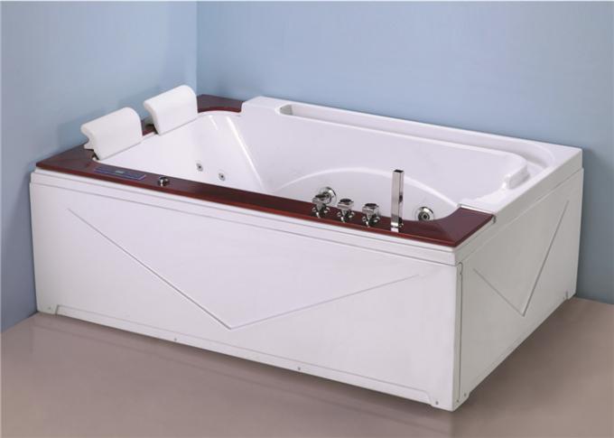 Baignoire de tourbillon de jacuzzi de double de couverture de bord de chêne de massage de dos de bulle d'air de panneau de commande d'ordinateur